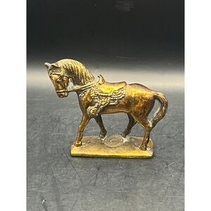 Vtg‎ Brass Horse Figurine Statue Collectible Souvenir Cowboy Town Bandera TX 3"